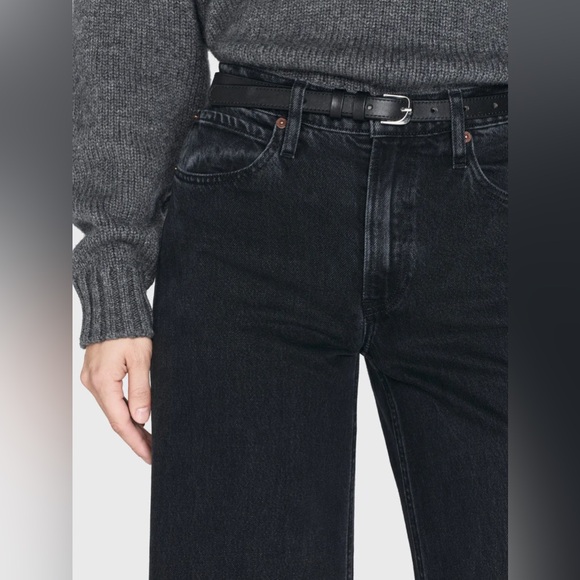 FRAME Denim Easy Wide Flare in Inkwell Black - Picture 4 of 16